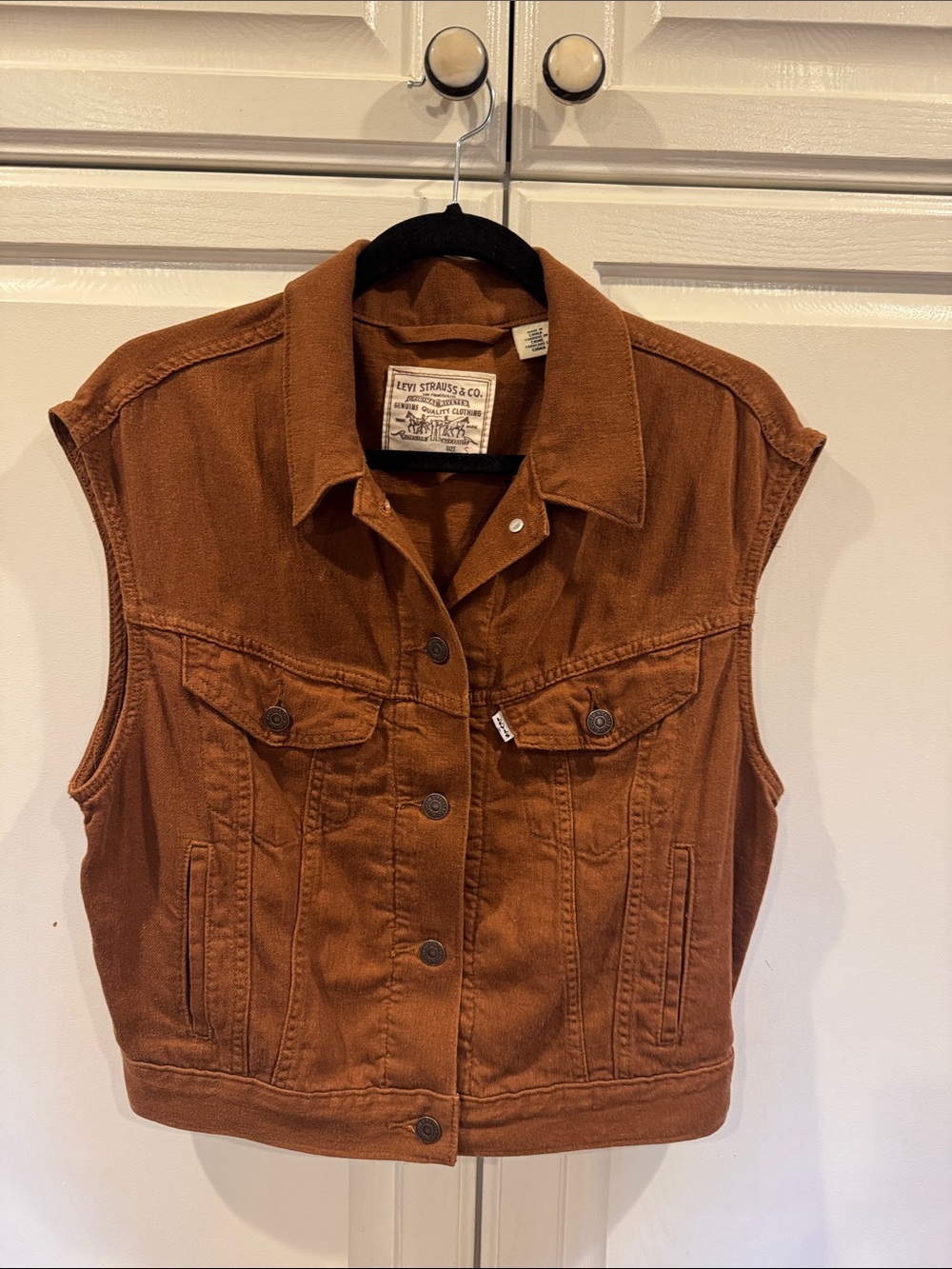Levi's Women's Sleeveless Soft Denim Vest in Rust